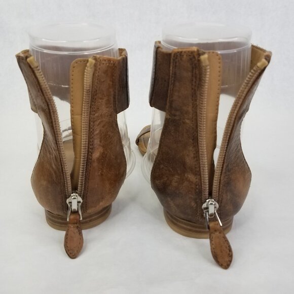 Franco Sarto Gelato Sandals Womens 6 Caramel Brown Leather Zipper Heel Gladiator - Picture 5 of 14